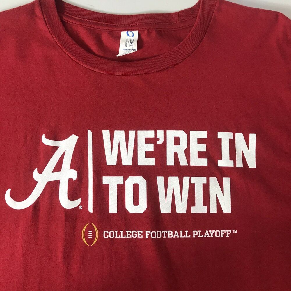 Alabama Roll Tide T Shirt Men's We’re In To Win Ring Spun Cotton XL Red